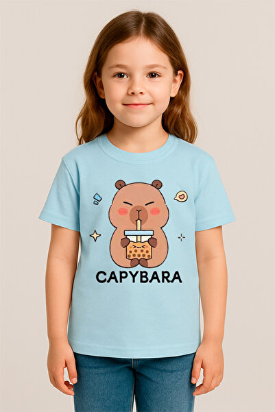 SVART WEAR Capybara Capybara Dijital Baskılı %100 Pamuk Oversize Kız Çocuk Fa...