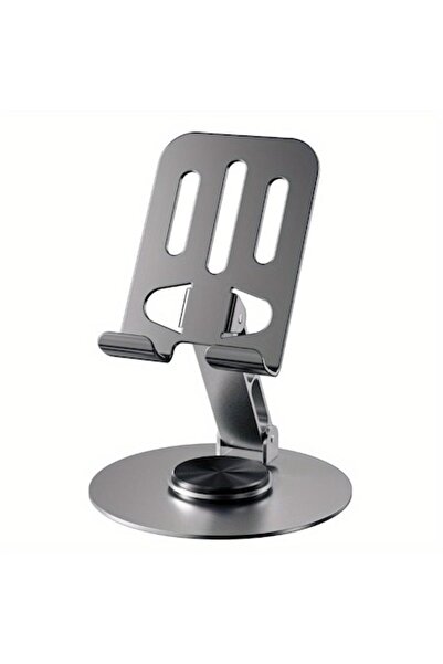 Stef's Cat Foldable Metal Desk Stand for Phone or Tablet, 5.7 x 13.5 x 8.7 cm, Universal, Metallic G