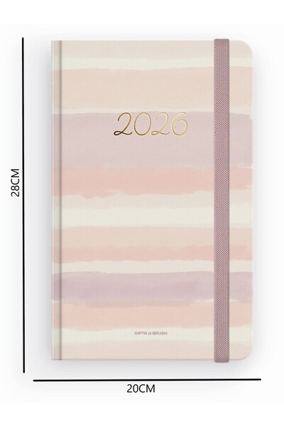Gıpta 2026 122-BBK BRUSH İplik Dikişli - Sert Kapak 20x28 Haftalık Krem Ajanda
