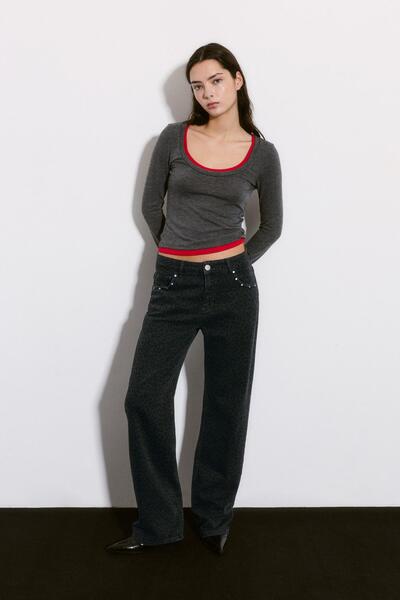 Pull & Bear Leopar desenli zımbalı jean