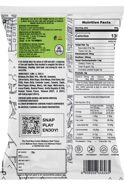 Mr. Makhana مستر ماخانا بالليمون والفلفل الحار 25 جم - خالي من الغلوتين، خالي...