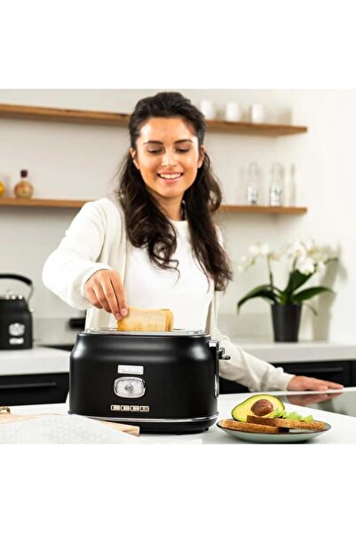 Westinghouse Retro 2-Slice Toaster — 6 Levels, Self-Centering, Crumb Tray, Warming Rack (Black)