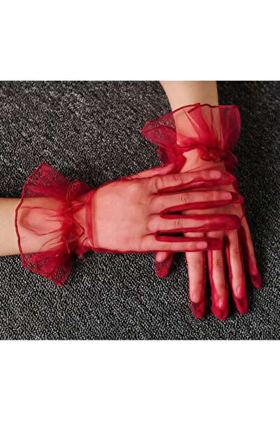 DüşlerÜlkesi Kırmızı transparan kadın eldiven halloween Cadılar bayramı parti kostüm eldiveni