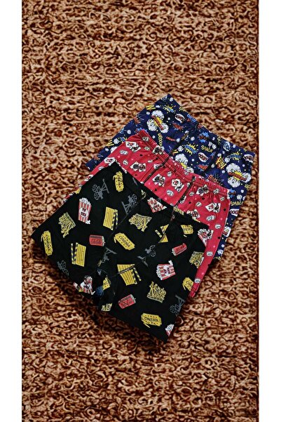 minecidem Erkek Çocuk Penye Baskılı Boxer Şort 3 Lü Set