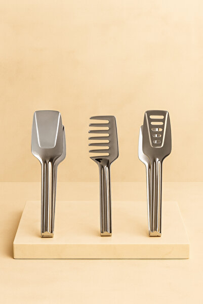 Chefstar PASLANMAZ ÇELİK SERVİS MAŞA SETİ 3’LÜ – PROFESYONEL MUTFAK VE SOFRA ...