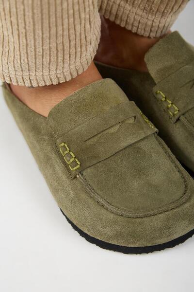 Manijero Ziva 2 Women's Genuine Leather Loafer Sabo Khaki Slippers