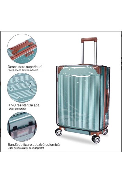 varioshop Transparent Waterproof Suitcase Cover 67x47x33 cm VarioShop®, PVC Protection, Resistant