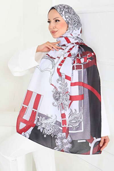 TOFİSA شال قطني من سلسلة كيميرلي فلاور جاردن باللون الأحمر الداكن - 27858-BORDO