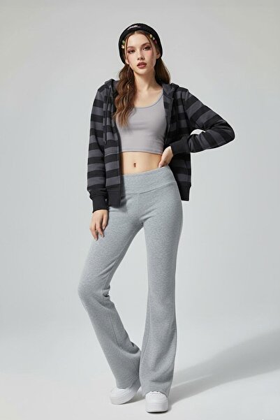 Karakedi Black Smoked Striped Hooded Y2K Unisex Cardigan