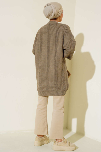 H&E LUXURY DESIGN Women's Hijab Compatible Buttoned Oversized Knitwear Cardigan