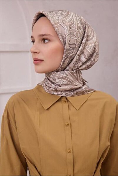 Belli Tivil Pure Silk Scarf 4202 - 02 Εθνοτικό σχέδιο ανοιχτό βιζόν