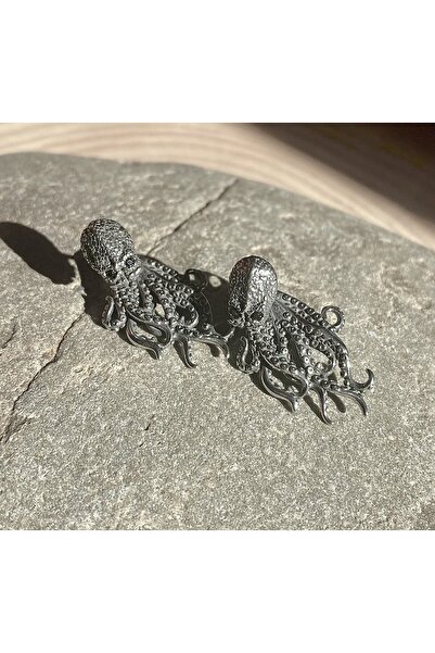 Viking Octopus Design Nail Model Dangle 316L Stainless Tarnish-Free Steel Earrings Pair