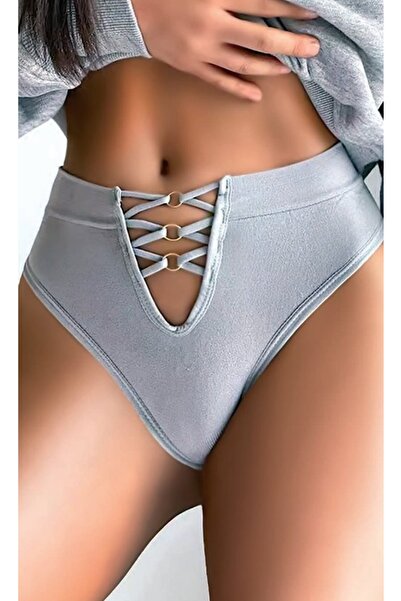Sweet Love Kadın Yüksel Bel Gri Halka Detaylı Tanga