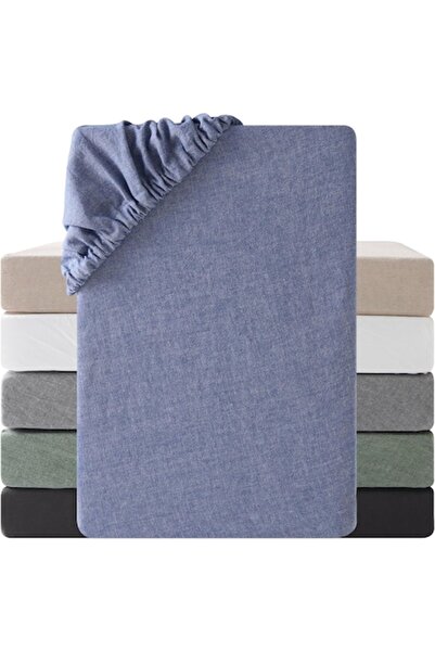 SOULFUL Fitted bed sheet, 1 piece, cotton, 140 x 200 x 30 cm, blue - CN