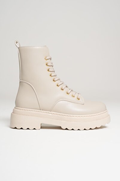 TRENDELLA Karma Special Design Winter Beige Thick Soled Women's Boots