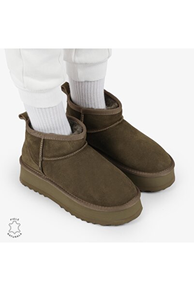 ANGEL BLUE WOMEN'S BOOTS made of GENUINE SUEDE LEATHER CRL12671 Olive