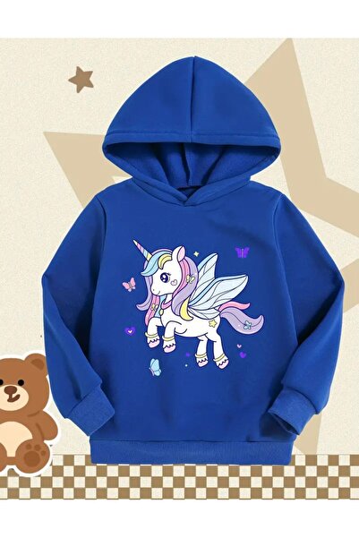 oneagılyazı Суитшърт с принт на еднорог и пеперуда