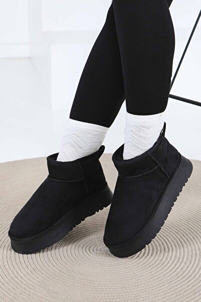 TOFİSA حذاء نسائي أسود بنعل عالٍ من الجلد السويدي - 27783-BLACK