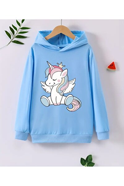 oneagılyazı Суитшърт с качулка и принт на еднорог