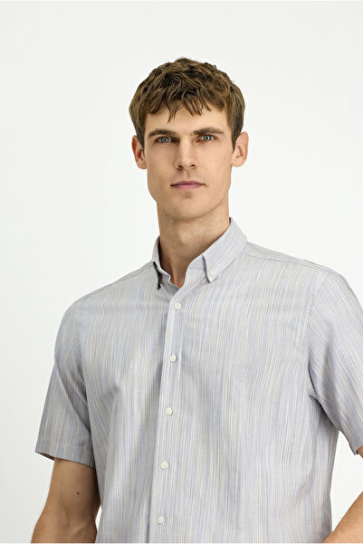 Kiğılı Short Sleeve Regular Fit Patterned Sports Button Collar Cotton Shirt