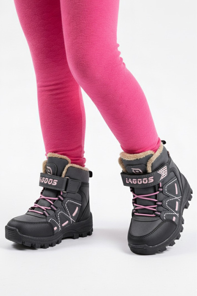 TOFİSA Κοριτσίστικες μπότες ανθρακί με επένδυση από γούνα - 27889-ANTRASIT