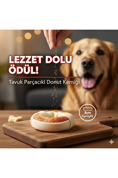Tasma Market 3 Adet 8 cm Tavuk Etli Simit Köpek Kemiği – Doğal Çiğneme ve Diş Temizleyici Ödül