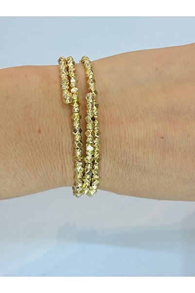 Çoklu taşlı gold bileklik trend moda