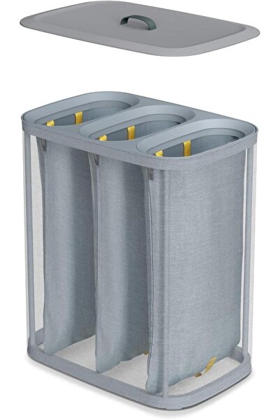 Joseph Joseph Tota 90 L Trio 3 Bölmeli Çamaşır Ayırma Sepeti Gri