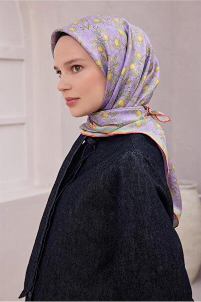 Belli Φουλάρι Tivil Pure Silk 4212 - 55 Λιλά Λεμόνι Μοτίβο