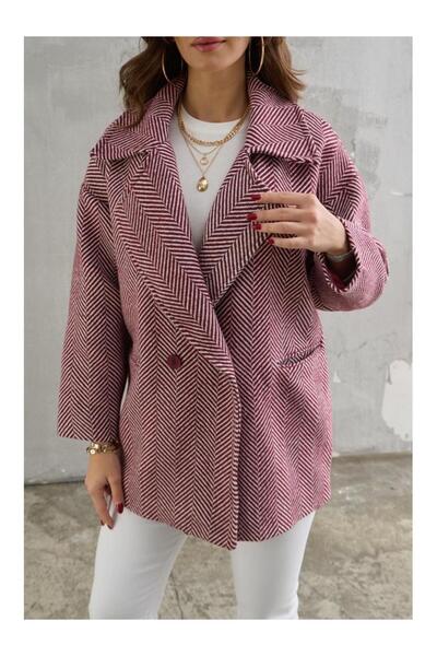 IŞILDA FASHION Palton de damă cu model în dungi de pește