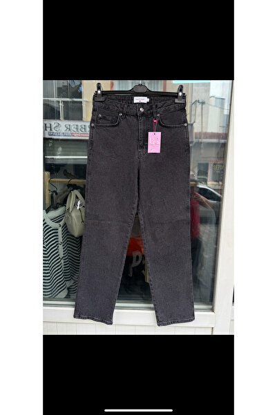Butik KADIN FÜME YÜKSEL BEL YUMUŞAK DOKUNUŞLU RAHAT KESİM MOM JEAN KOT PANYOLON