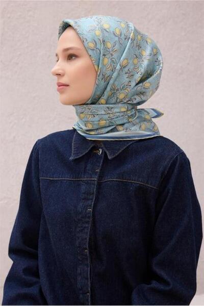 Belli Tivil Pure Silk Scarf 4212 - 34 Μπλε Λεμόνι Μοτίβο