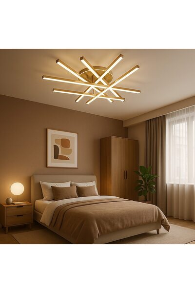 MACVI ® dimmable LED chandelier, 120W, 3 light types, gold design, remote control, 65x10 cm.