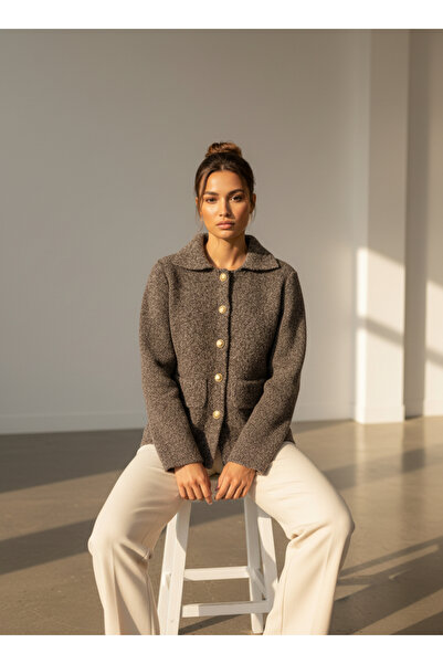 VETTA Polo Yaka Düğmeli Cep Detaylı Triko Hırka