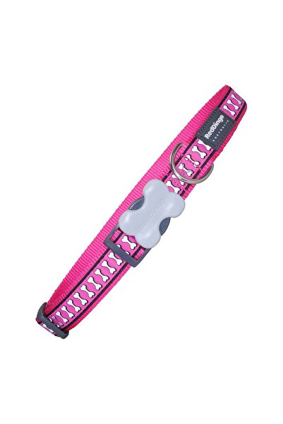 RedDingo Zgardă pentru câini Red Dingo Bone Reflective Fuchsia (2,5 x 41-63 cm)