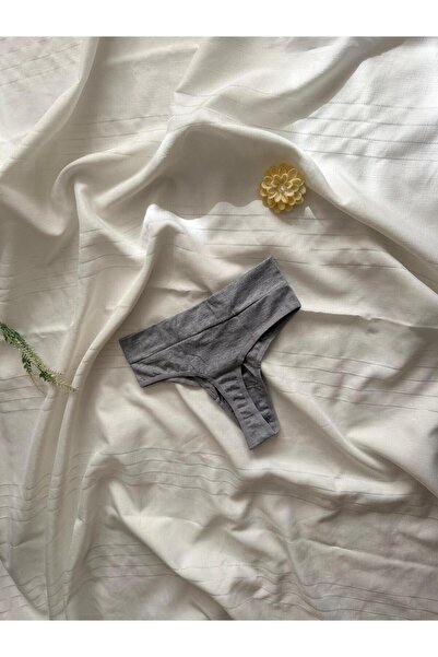 Sweet Love Kadın Yüksel Bel Gri Halka Detaylı Tanga