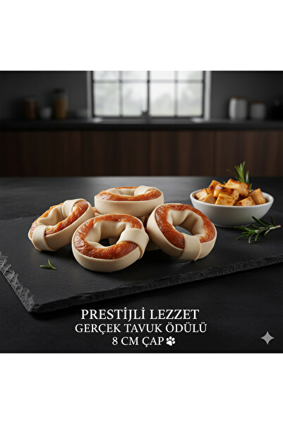 Tasma Market 3 Adet 8 cm Tavuk Etli Simit Köpek Kemiği – Doğal Çiğneme ve Diş Temizleyici Ödül