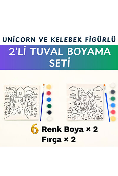 Dodo Montessori 2’li Ahşap Çerçeveli Çocuk Tuval Seti – 3-6 Yaş için Boyama T...
