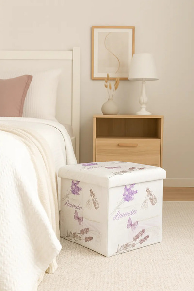 UnicSpot Stool/Storage box Lavender, multicolor, 38x38x37.5 cm