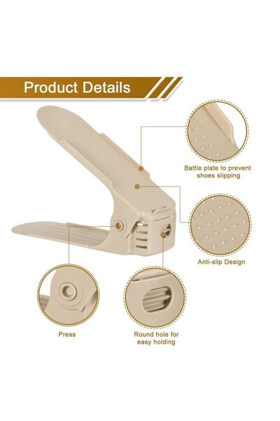 MACVI ® Set 10 Adjustable Shoe Organizers, Beige, Space-Saving, Stable, Non-Slip Design.