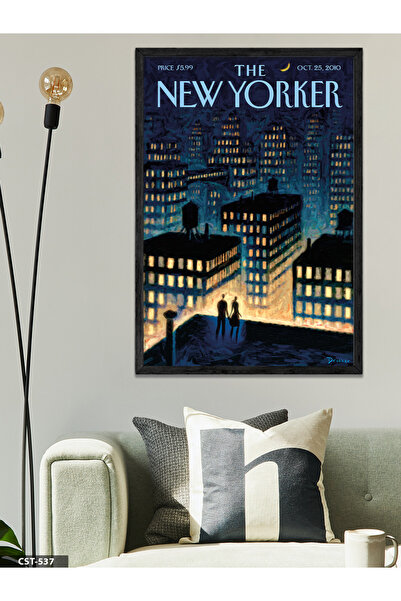 The New Yorker Poster One Piece Painting with Black Wooden Frame