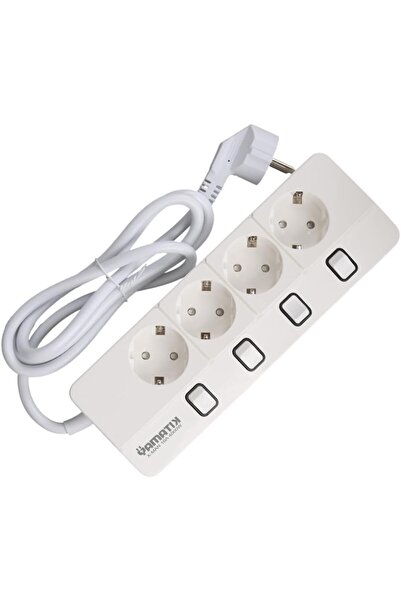 STOREMAX XMAN104 A 4'lü Ayrı Anahtarlı 1,5 Metre Grup Priz, çocuk korumalı, A...