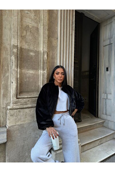 ALVOR Astarlı Bomber Kürk Peluş Ceket