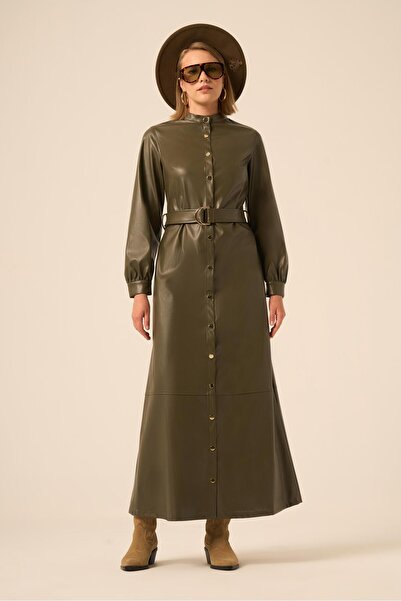 FTZ WOMEN Leather Dress Khaki 31225