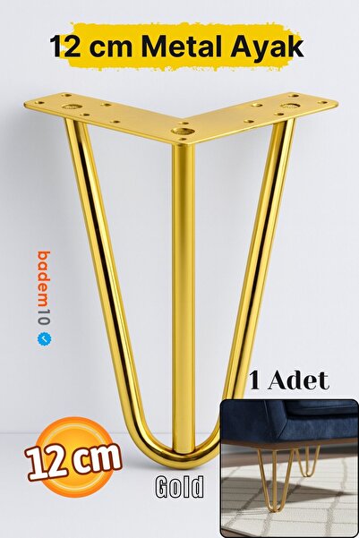 Badem10 Martı 12 cm Gold Altın Metal Mobilya Ayağı Üçgen Modern Tasarım Koltu...