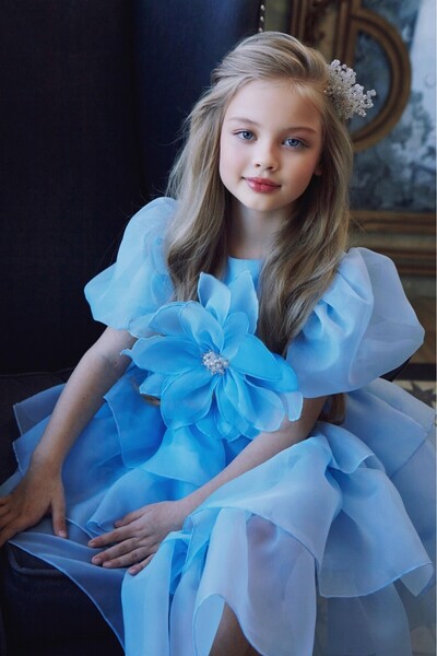 KİDY LOVE ÇİÇEKLİ TAÇLI ABİYE ELBİSE