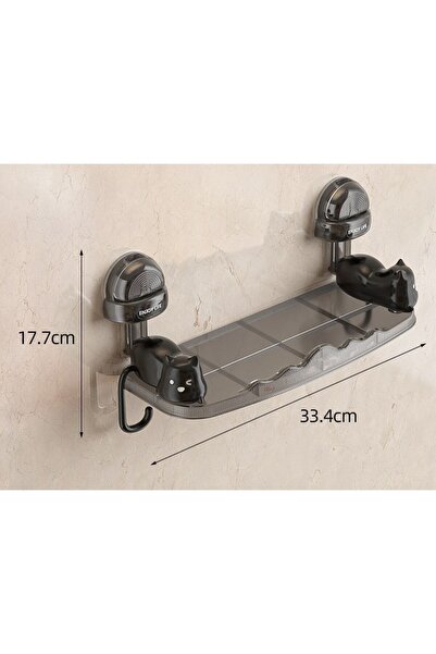 Flippy Bathroom Holder, Flippy, Wall Mount, Kitten Pattern, ABS, Adhesive, 33.4x17.7 cm, Black