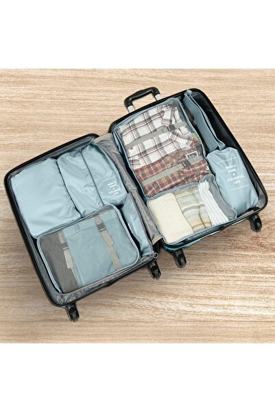 Belle Vous Set of 8 luggage organizer covers, with zipper, different sizes, waterproof, Grey