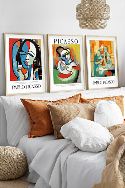 huhuli Ahşap Çerçeveli Pablo Picasso Tablo Seti Huhu543