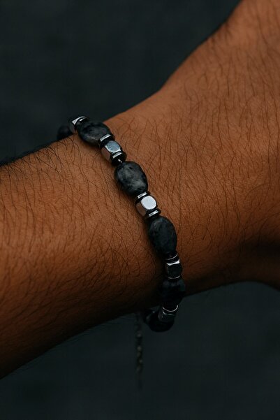 TAKIŞTIR Mixed Color Bead Detailed Steel Men's Bracelet